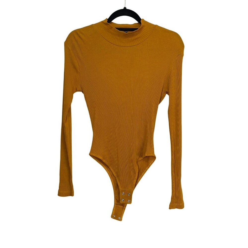 Lamarque Revolve Mustard Long Sleeve Ribbed Bodysuit Small NEW Small - Picture 1 of 4